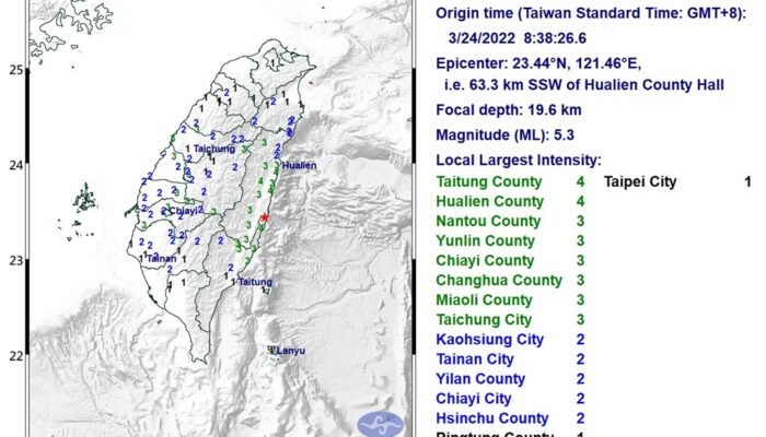Gempa Bumi Susulan Lagi, Besarnya 5,3 Skala Richter Kembali Guncang Taiwan Pagi Ini