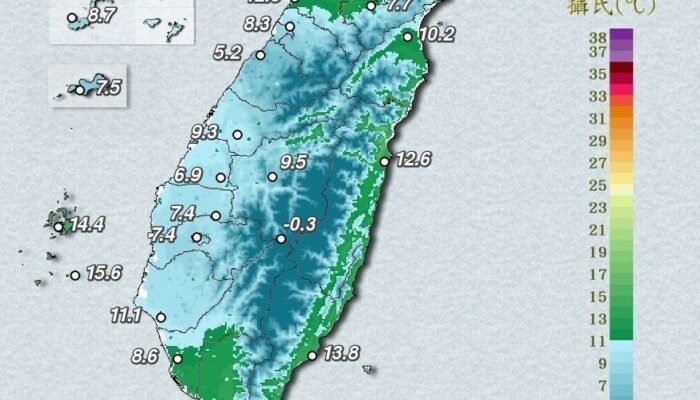 Pagi Ini Suhu Dingin di Taiwan Catat Rekor Terendah Hingga 1,3°C