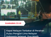 Kapal Nelayan Terbakar di Perairan Pulau Pengjia! Lima Nelayan Indonesia Selamat, Dua Masih Hilang