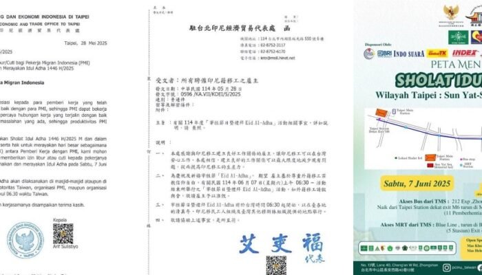 KDEI Terbitkan Surat Izin bagi TKI Muslim untuk Salat Idul Adha di Taiwan