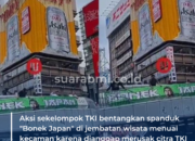 Jemput Masalah! TKI Ini Bentangkan Spanduk “Bonek Japan” di Jembatan Wisata Jepang