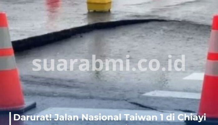 Tanah Ambles di Jalan Nasional Taiwan 1 Chiayi, Dua Jalur Ditutup Darurat