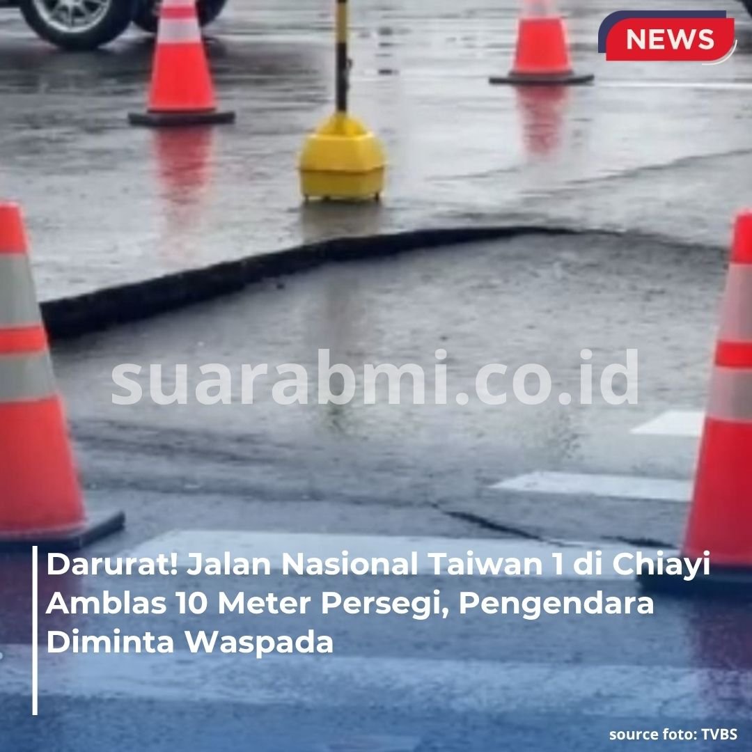 Tanah Ambles di Jalan Nasional Taiwan 1 Chiayi, Dua Jalur Ditutup Darurat