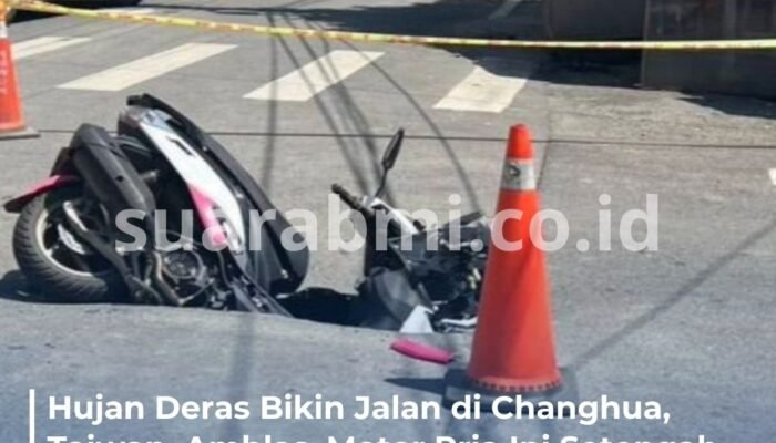 Ngeri! Jalan Tiba-Tiba Ambles, Pengendara Motor di Changhua, Taiwan, Terjun ke “Lubang Neraka”