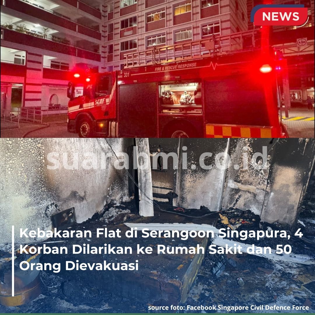 Flat Terbakar di Serangoon, Api Diduga Berasal dari Kamar Tidur, 4 Korban Dilarikan ke Rumah Sakit