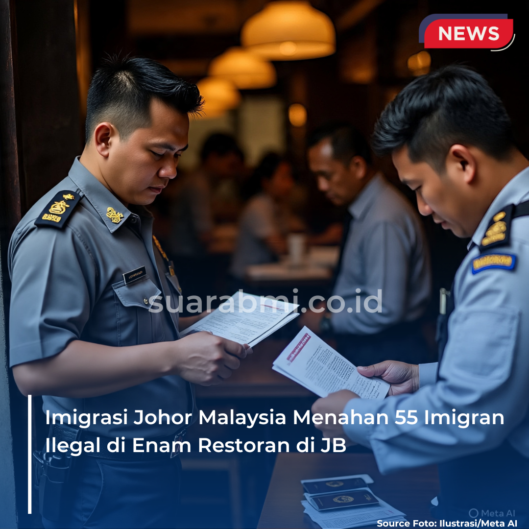 Imigrasi Johor Malaysia Menahan 55 Imigran Ilegal di Enam Restoran di JB