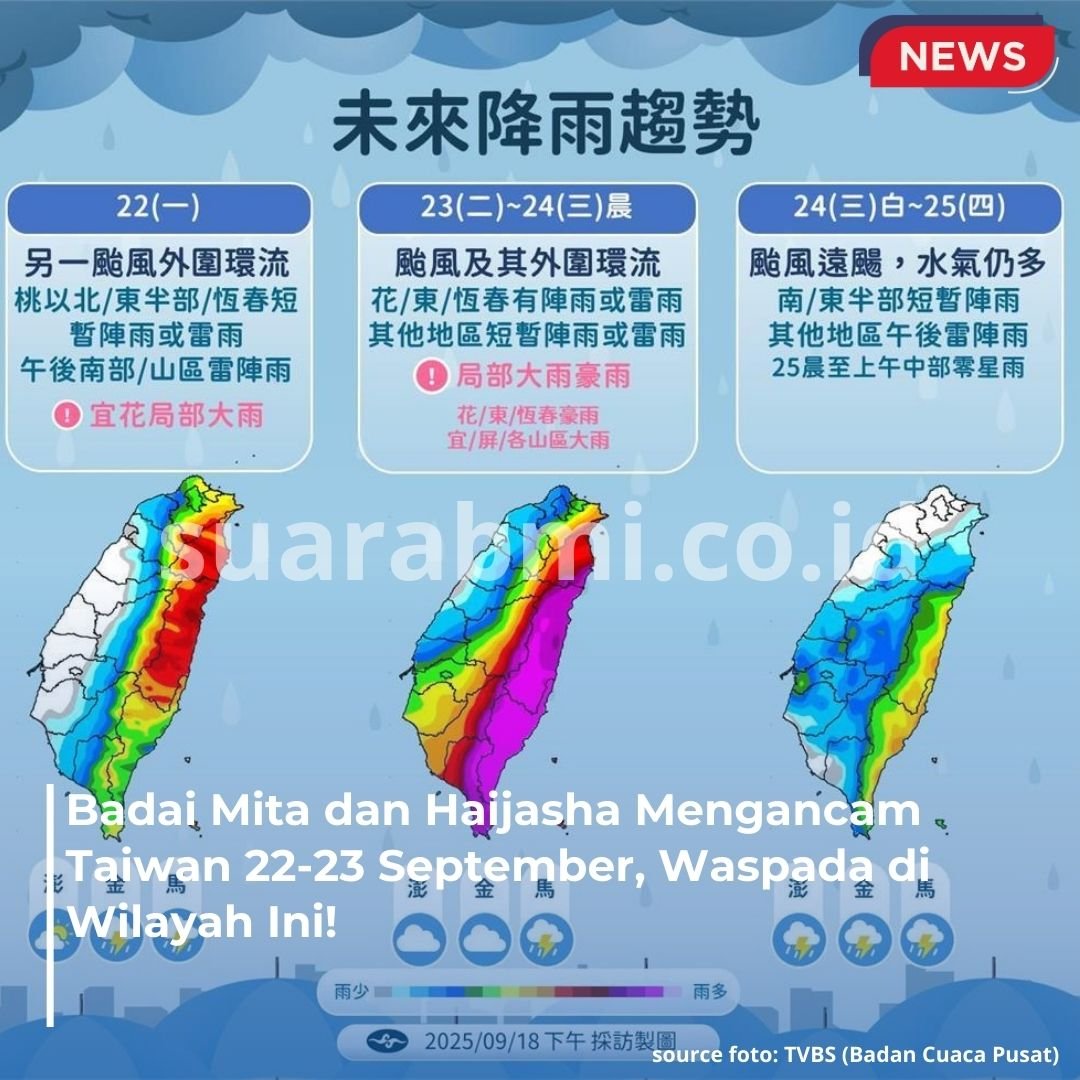 Dua Topan Besar Serbu Taiwan, Warga Wajib Siaga Mulai 22 September!