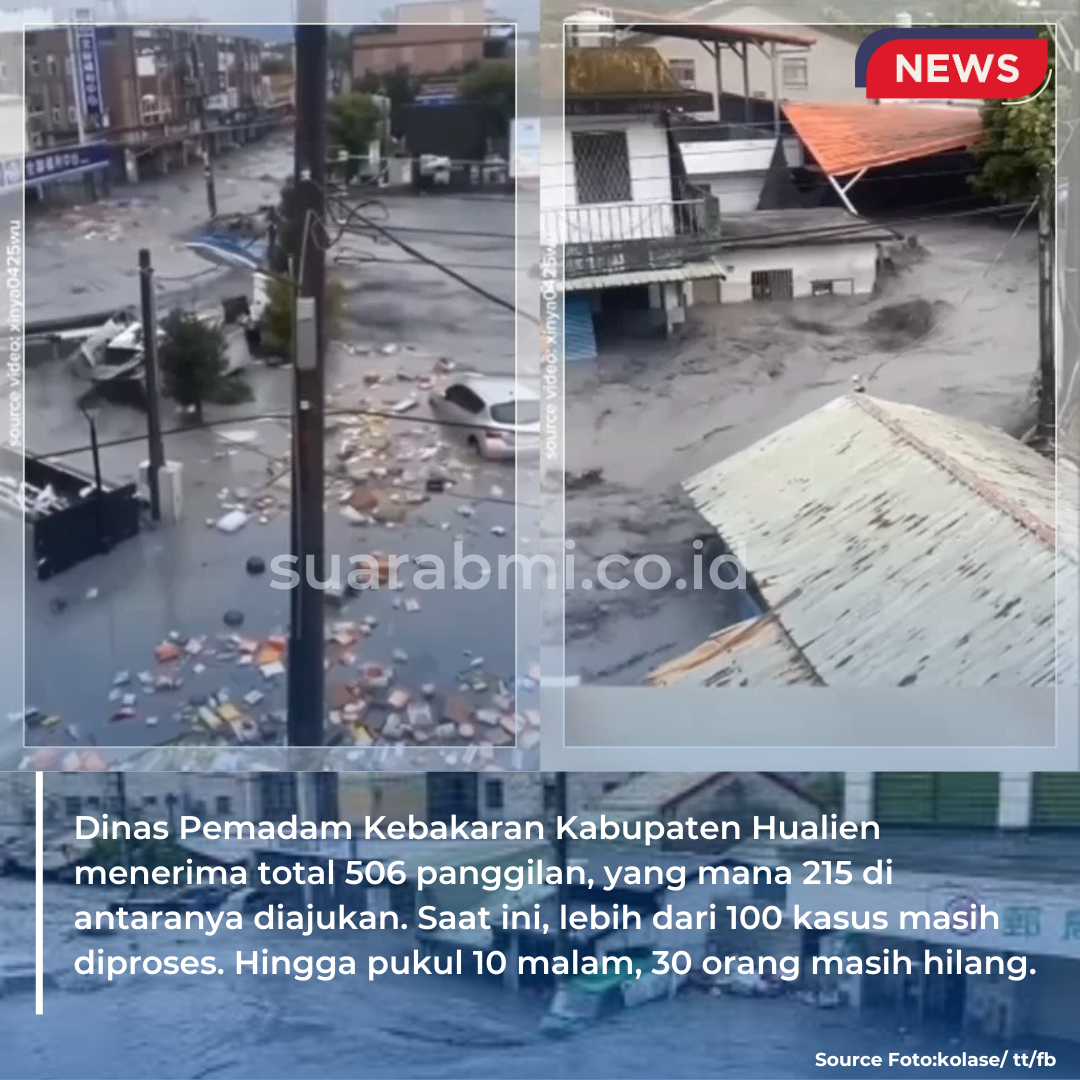 Dalam Semalam 30 Orang Hilang Akibat Banjir Parah di Hulien