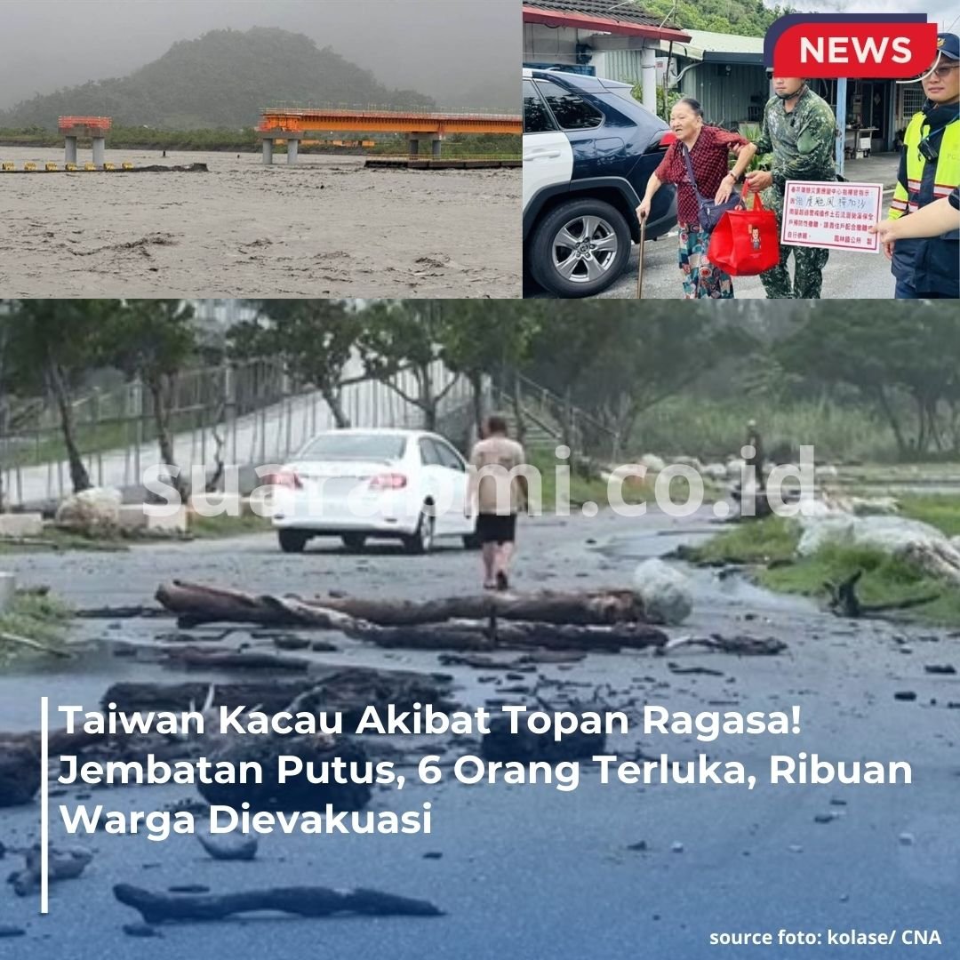 Topan Ragasa Terjang Taiwan: 6 Luka, Ribuan Warga Mengungsi di Tengah Ancaman Banjir dan Longsor